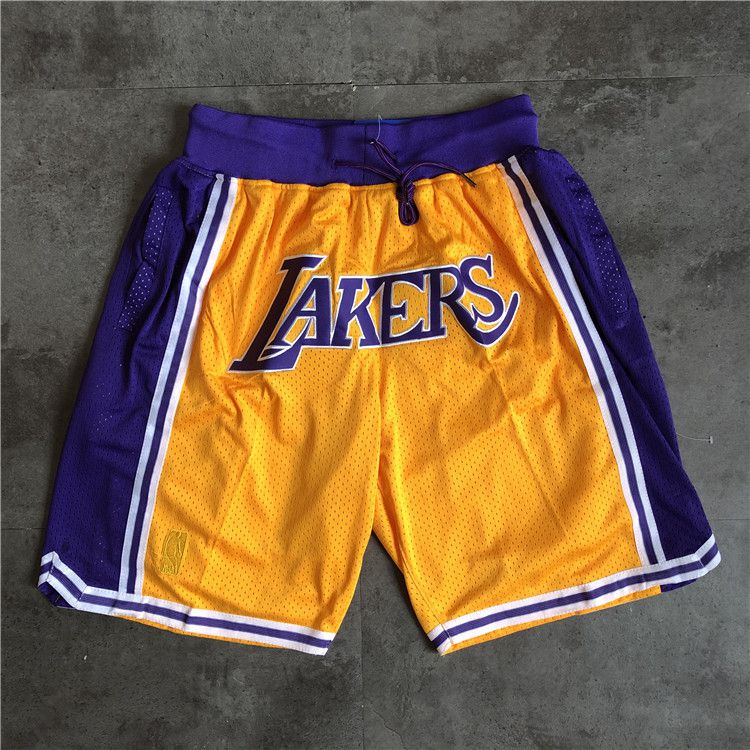 Cheap Men NBA Los Angeles Lakers yellow Shorts 04161